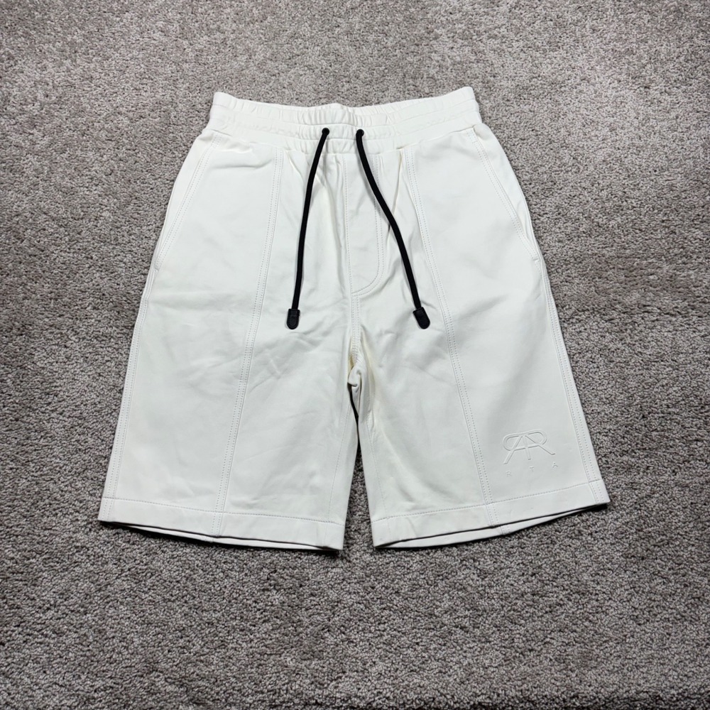 RtA‎ White Lambskin Leather Bermuda Shorts Elastic Waist Cream Small NEW NWT